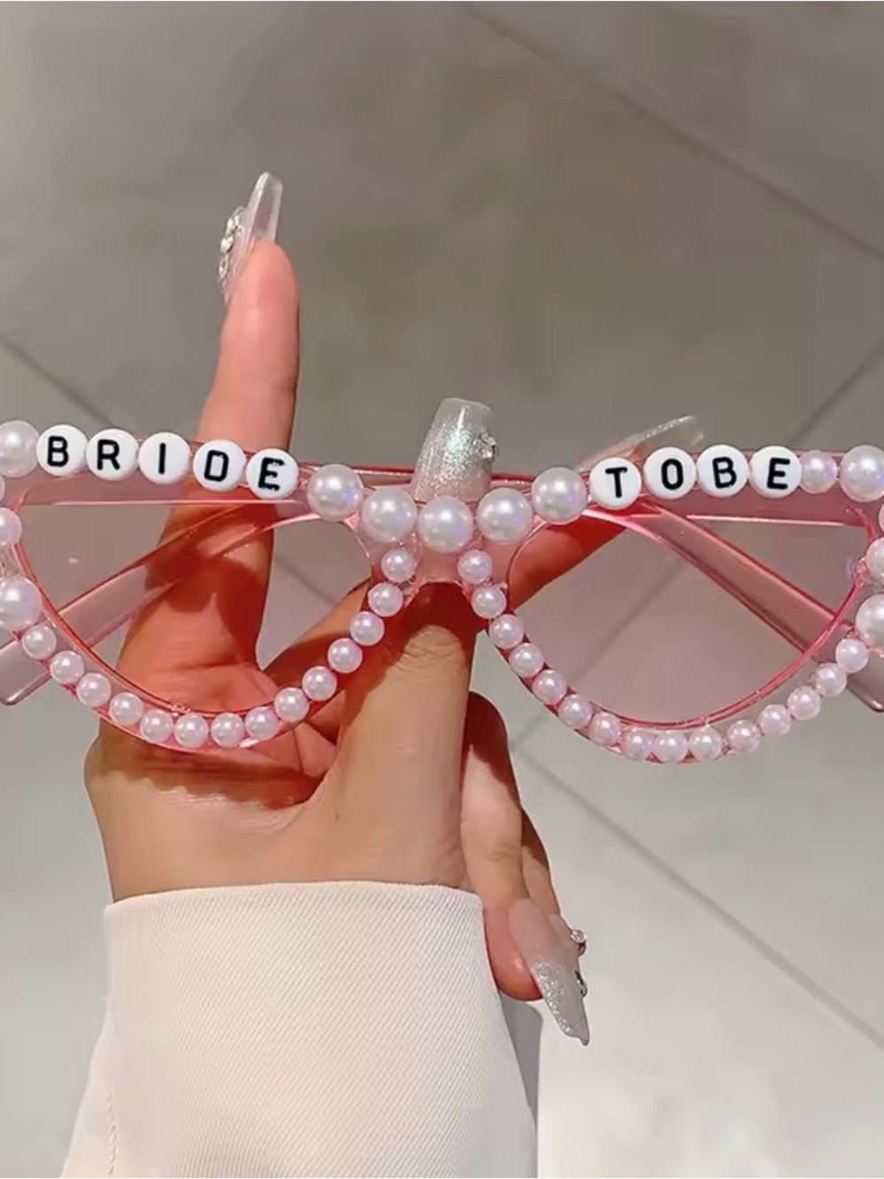 Bride To Be Pink Pearl Party Sunglasses
